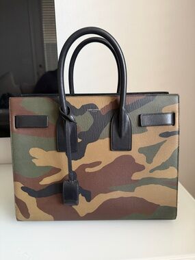 Saint Laurent Camo “Sac De Jour” Handbag